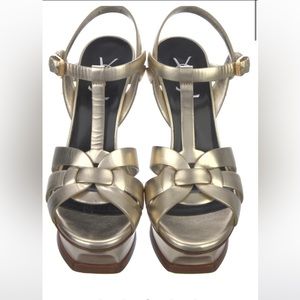 Ysl leather T strap sandals